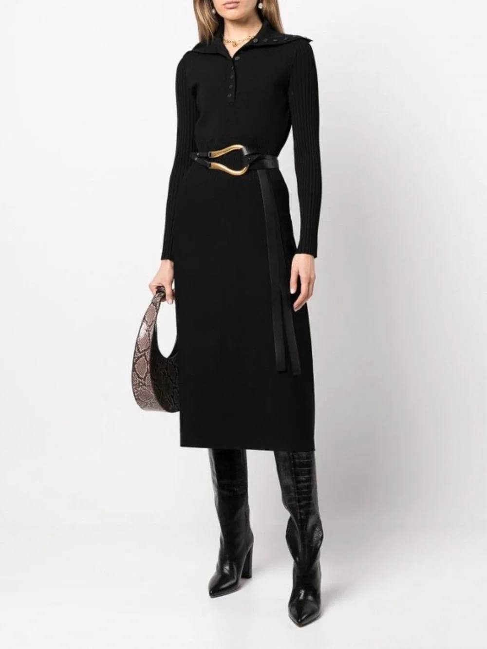 Tory Burch Polo Sweater Dress Black
